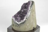 Tall Amethyst Cluster With Wood Base - Uruguay #199797-2